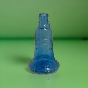 Wheaton NJ Blue Glass Liberty Bell Decorative Bottle Pass and Stow 7in 1970